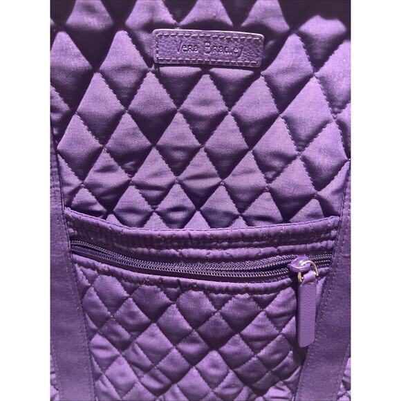 Vera Bradley Purple Tote Bag Pockets Zip Dual Handle 12x15” Handbag - Picture 2 of 9